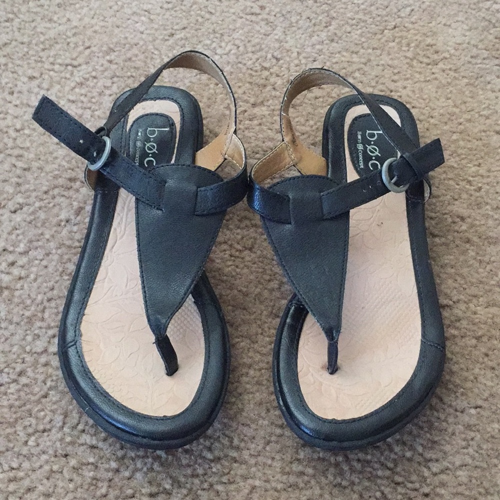 Black b.o.c.  t-strap sandals size 7